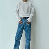 Hearujoy Mens Sexy Striped See-Through T-Shirt 2024 New Fashion Nightclub Personality Youth Casual Versatile Long-Sleeved Tops For Men